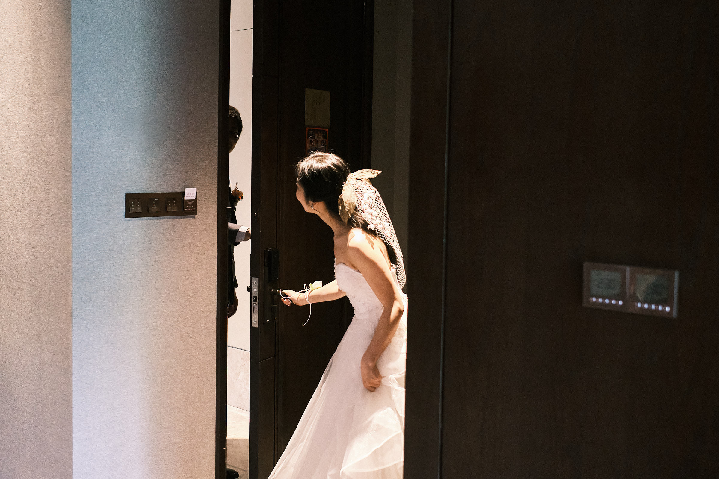 Bride Opens The Door As Groom Arrives