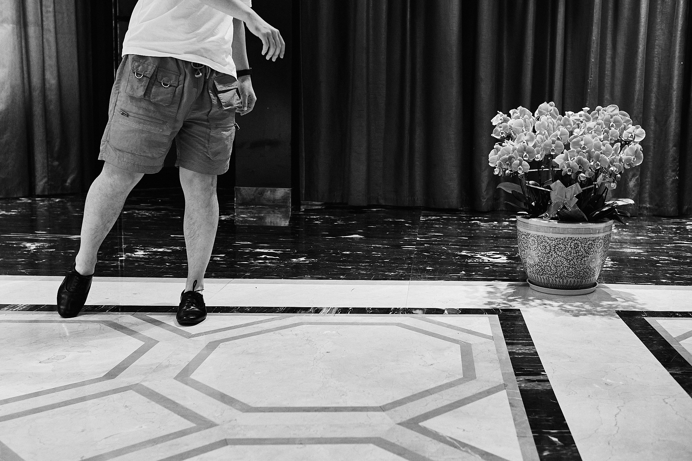 Groom Practices His First Dance Prior To His Wedding Day Black And White