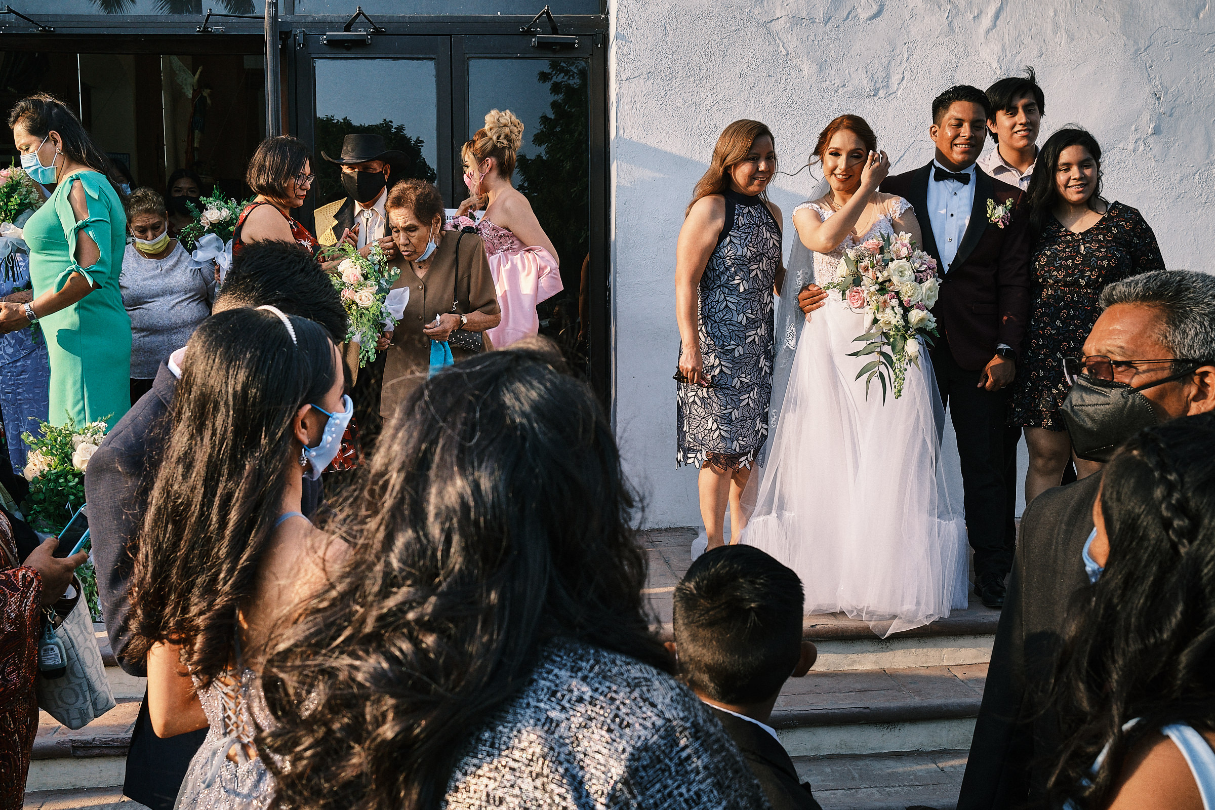 Bride And Groom Take Photos With Guests As Everyone Exits The Church In Altamira Mexico