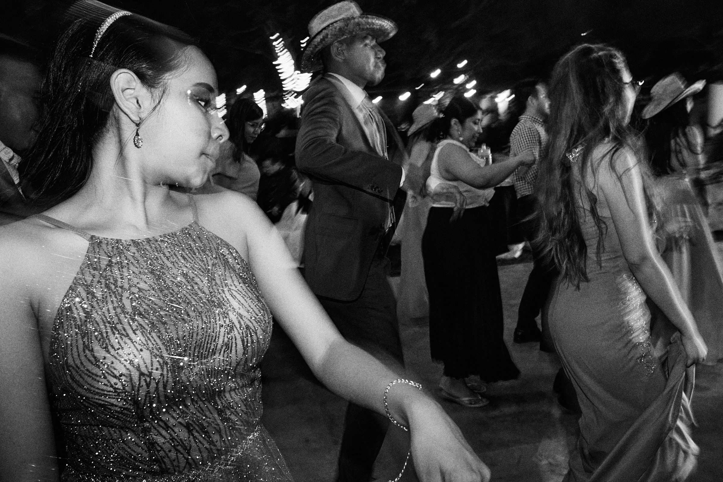 Black And White Photography At Mexico Wedding Of Guests Dancing