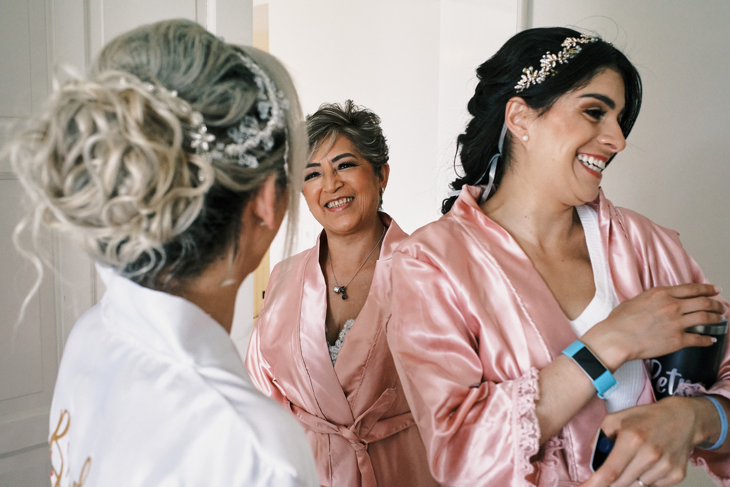 Mom Of Bride Looks At Her And Smiles Getting Ready At Playa Del Carmen For Wedding