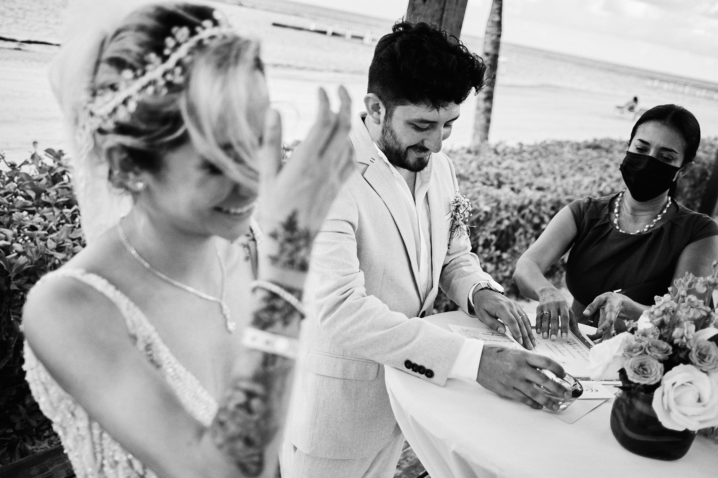 Black And White Image Of Wedding Ceremony
