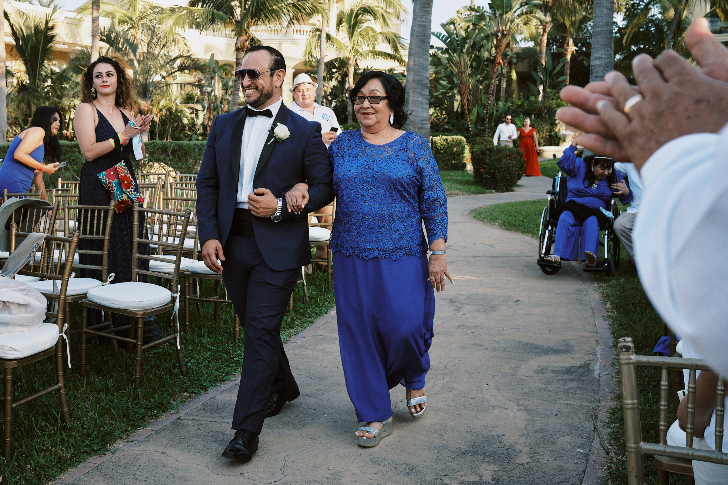 Groom And His Mom Walking The Aisle In Destination Wedding Mazatlan