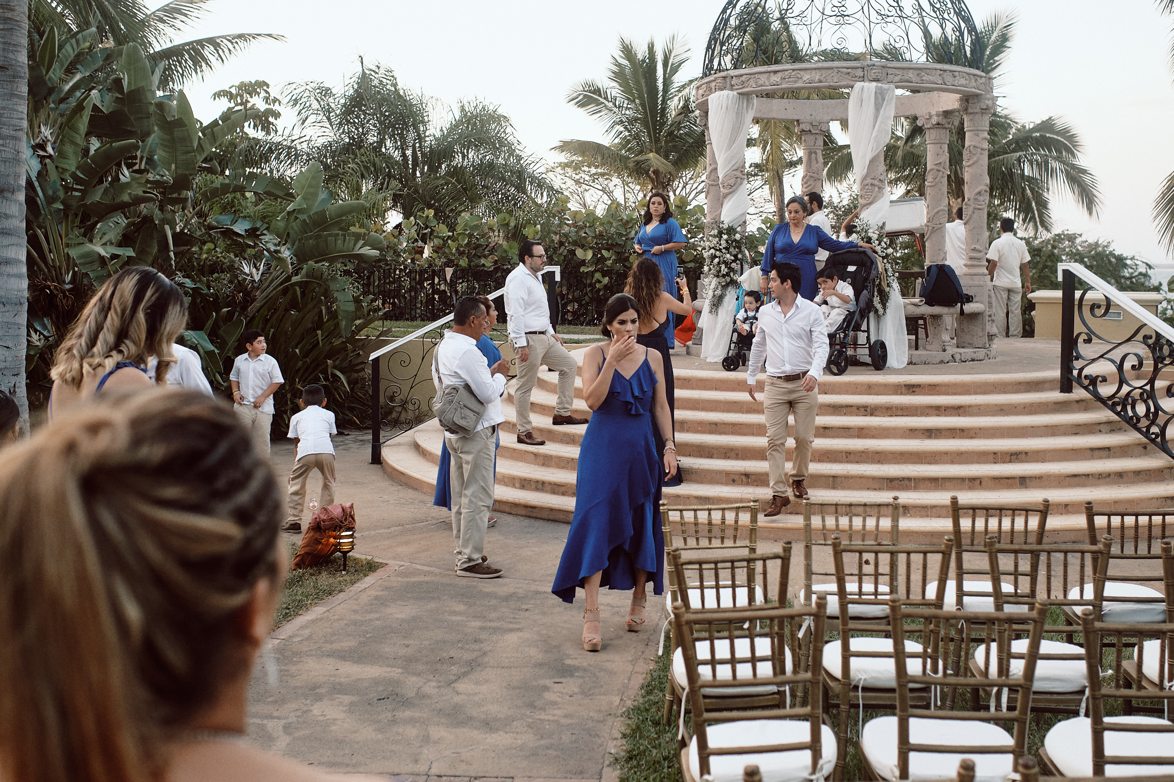 Wedding Guests Prepare For Wedding Reception In Emerald Bay Mazatlan