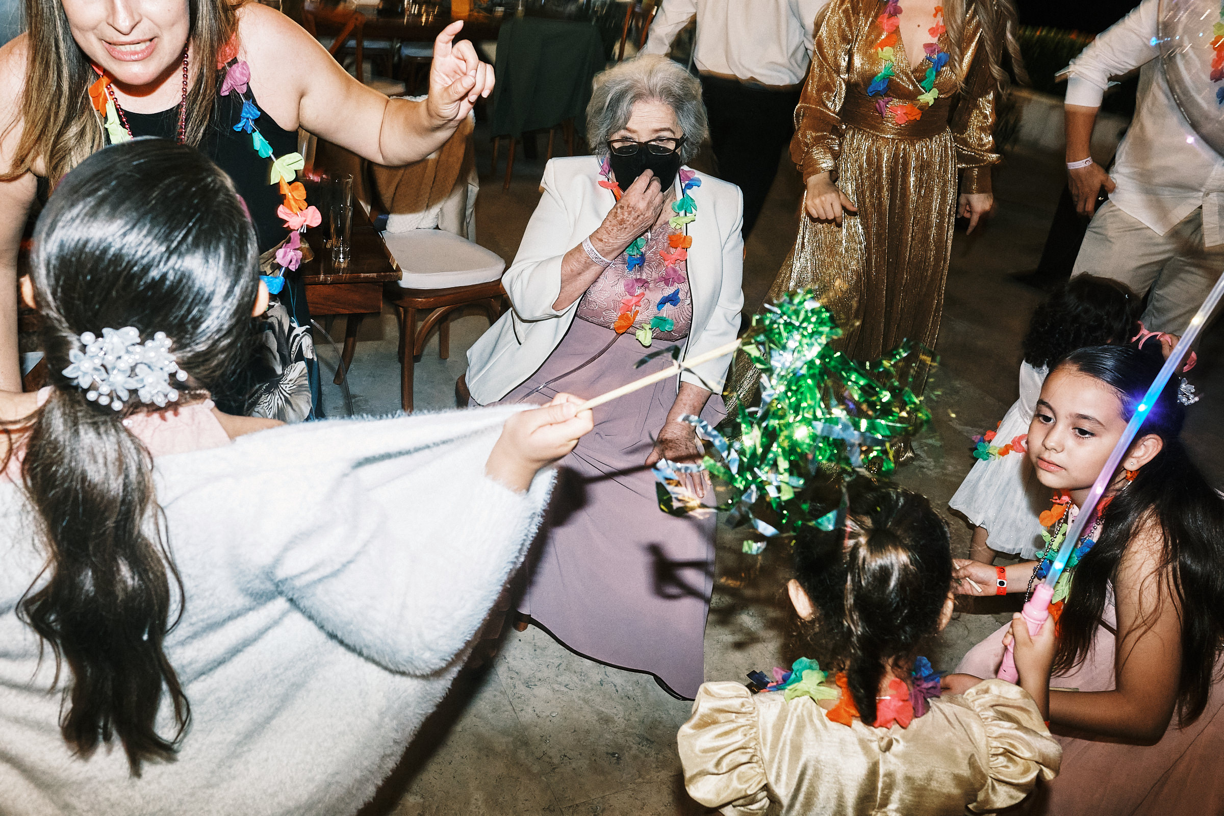 Energetic Wide Image Of Grandma And Children At Wedding Reception